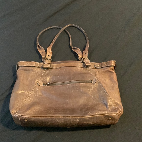 Vintage Olive Green Genuine 100% Leather Tote - Picture 1 of 8